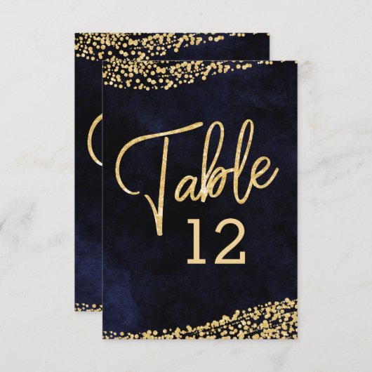 Numéros de table de mariage à l'aquarelle bleue ma (Devant / Derrière)