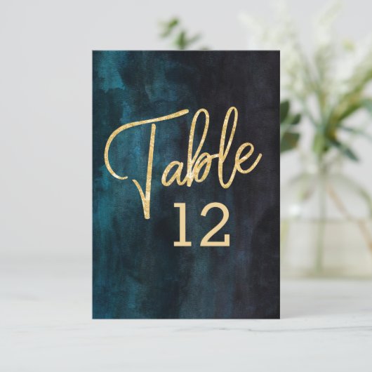 Numéros de table de mariage à l'aquarelle bleue ma (Debout devant)