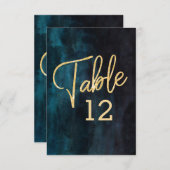 Numéros de table de mariage à l'aquarelle bleue ma (Devant / Derrière)