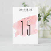 Numéros de table de mariage à l'aquarelle rose (Debout devant)