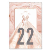 Numéros de table de mariage à l'aquarelle rose gol (Dos)