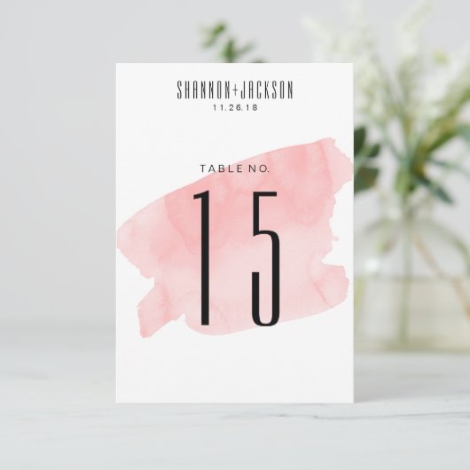 Numéros de table de mariage à lavis d'aquarelle ro (Debout devant)