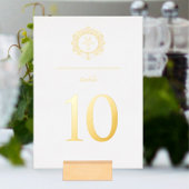 Numéros de table de mariage à monogramme doré