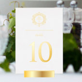 Numéros de table de mariage à monogramme doré