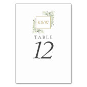 Numéros de table de mariage à monogramme doré et v (Dos)