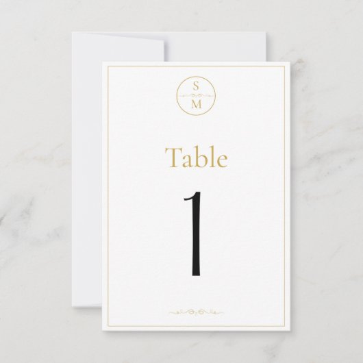 Numéros de table de mariage à monogramme élégant s (Devant)