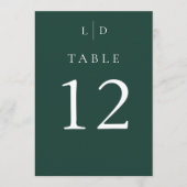 Numéros de table de mariage à monogramme vert émer (Devant)