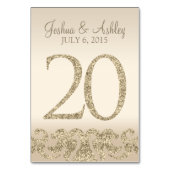 Numéros de table de mariage à paillettes - Carte d (Dos)