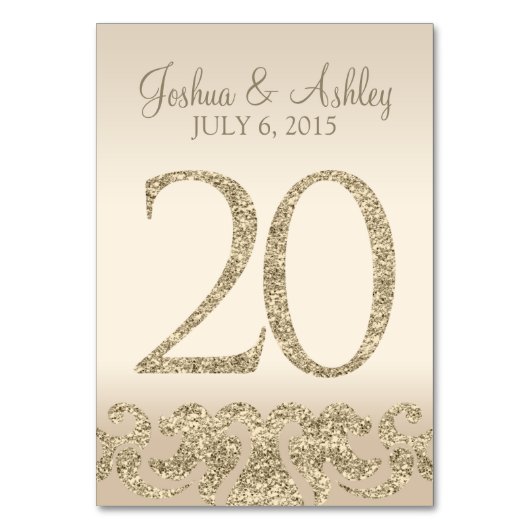 Numéros de table de mariage à paillettes - Carte d (Par défaut)