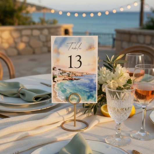 Numéros de table de mariage à Santorin | Méditerra
