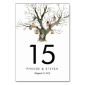 Numéros de table de mariage Arbre Chêne Rustique | (Dos)