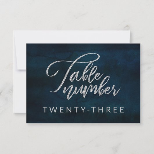 Numéros de table de mariage argent bleu foncé Navy (Devant)