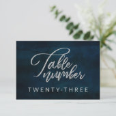 Numéros de table de mariage argent bleu foncé Navy (Debout devant)