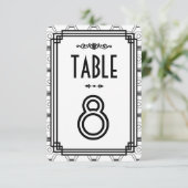 Numéros de table de mariage Art Déco blanc et noir (Debout devant)