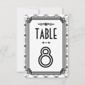 Numéros de table de mariage Art Déco blanc et noir (Devant)
