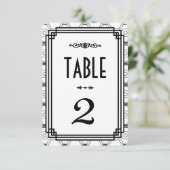 Numéros de table de mariage Art Déco blanc et noir (Debout devant)