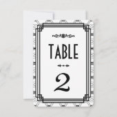 Numéros de table de mariage Art Déco blanc et noir (Devant)