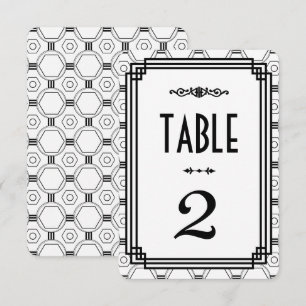 Numéros de table de mariage Art Déco blanc et noir