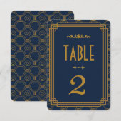 Numéros de table de mariage Art Déco bleus (Devant / Derrière)