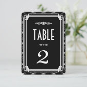 Numéros de table de mariage Art Déco noir et blanc (Debout devant)