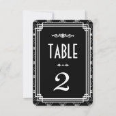 Numéros de table de mariage Art Déco noir et blanc (Devant)
