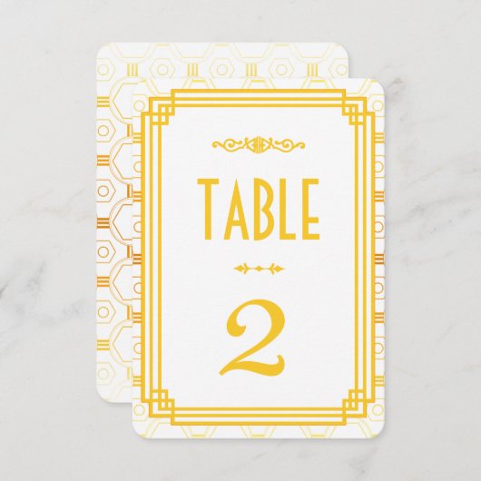 Numéros de table de mariage Art Déco or (Devant / Derrière)