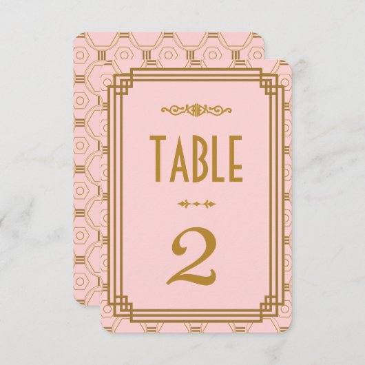 Numéros de table de mariage Art déco rose (Devant / Derrière)