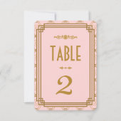 Numéros de table de mariage Art déco rose (Devant)