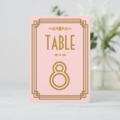 Numéros de table de mariage Art Déco rose simple (Debout devant)
