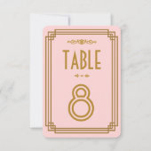 Numéros de table de mariage Art Déco rose simple (Devant)