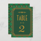 Numéros de table de mariage Art déco vert (Devant / Derrière)