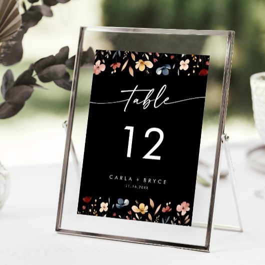 Numéros de table de mariage aux fleurs sauvages bo