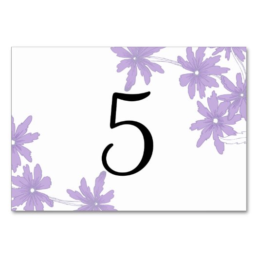 Numéros de table de mariage aux marguerites violet (Dos)