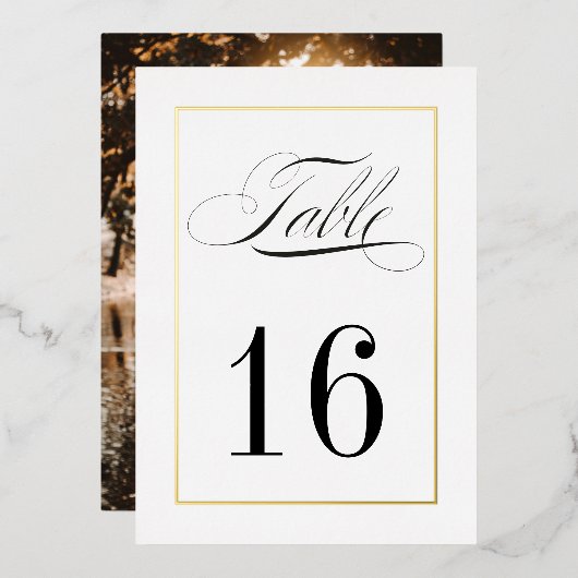Numéros de table de mariage avec bordure en feuill (Recto/Verso)