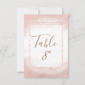 Numéros de table de mariage avec cadre en rose et (Dos)