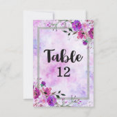 Numéros de table de mariage avec cadre floral viol (Dos)