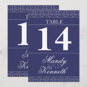 Numéros de table de mariage avec des bandes bleu m (Devant / Derrière)