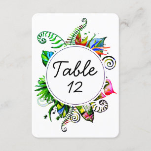 Numéros de table de mariage avec feuille de palmie