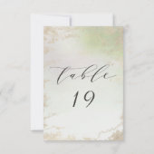 Numéros de table de mariage avec feuille d'or vert (Dos)