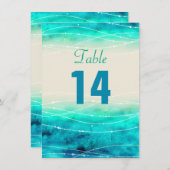 Numéros de table de mariage avec mers scintillante (Devant / Derrière)