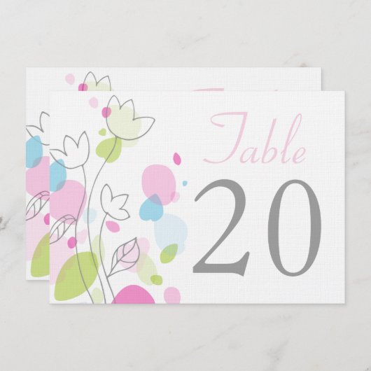 Numéros de table de mariage avec pétales de fleurs (Devant / Derrière)