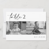Numéros de table de mariage avec photo en noir et (Devant)