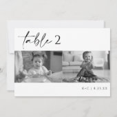 Numéros de table de mariage avec photo en noir et (Dos)