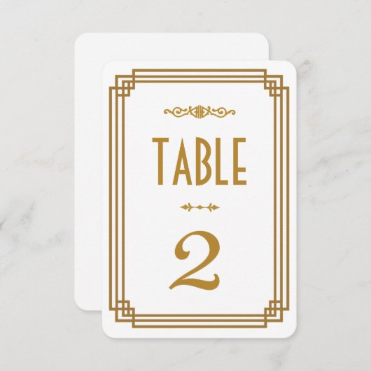 Numéros de table de mariage blanc Art Déco (Devant / Derrière)