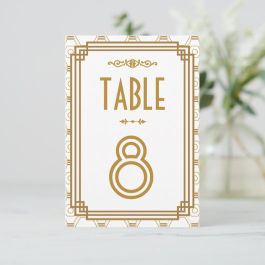 Numéros de table de mariage blanc Art Déco (Debout devant)