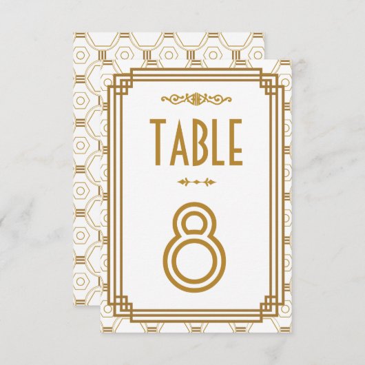 Numéros de table de mariage blanc Art Déco (Devant / Derrière)
