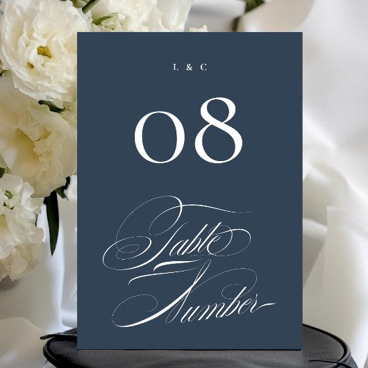 Numéros de table de mariage bleu marine classe 5 x
