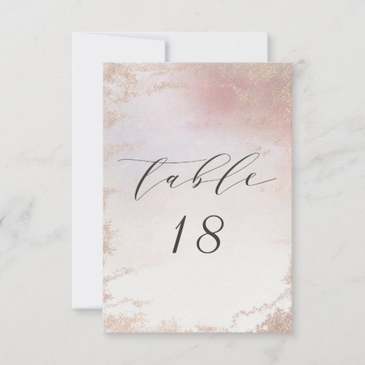 Numéros de table de Mariage bleu rose ombre (Devant)