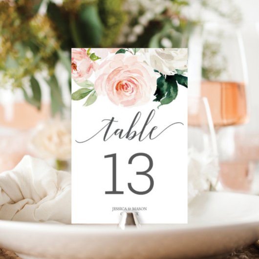Numéros de table de mariage Blushing Blooms recto-
