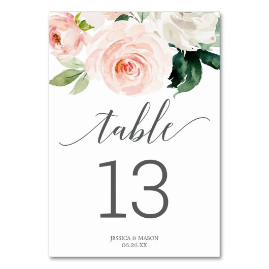 Numéros de table de mariage Blushing Blooms recto- (Par défaut)